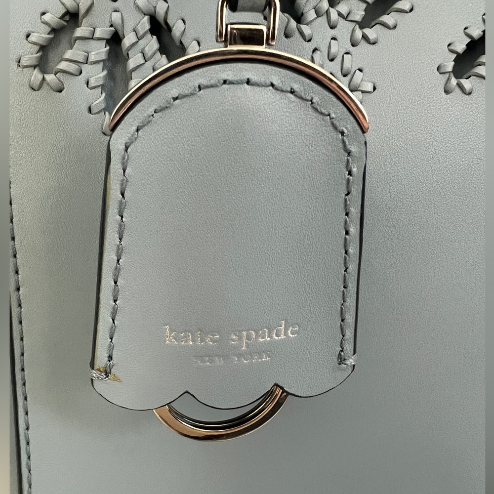 Kate Spade Magnolia Street Eyelet Mini Mina Light Blue Leather Purse, beautiful - Picture 10 of 16